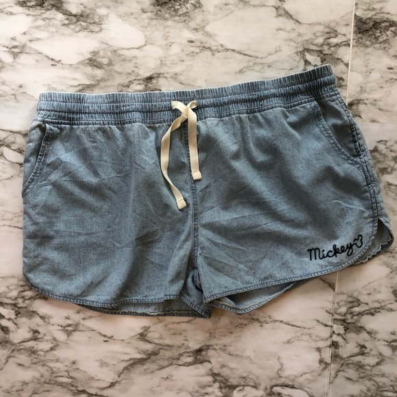 Junk Food Clothing Pants - Junk Food x Disney - Embroidered Mickey Shorts -XL